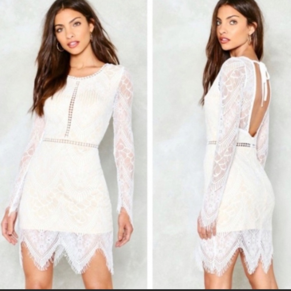 Nasty Gal NWT Eyelash Lace Long Sleeve Dress US 6